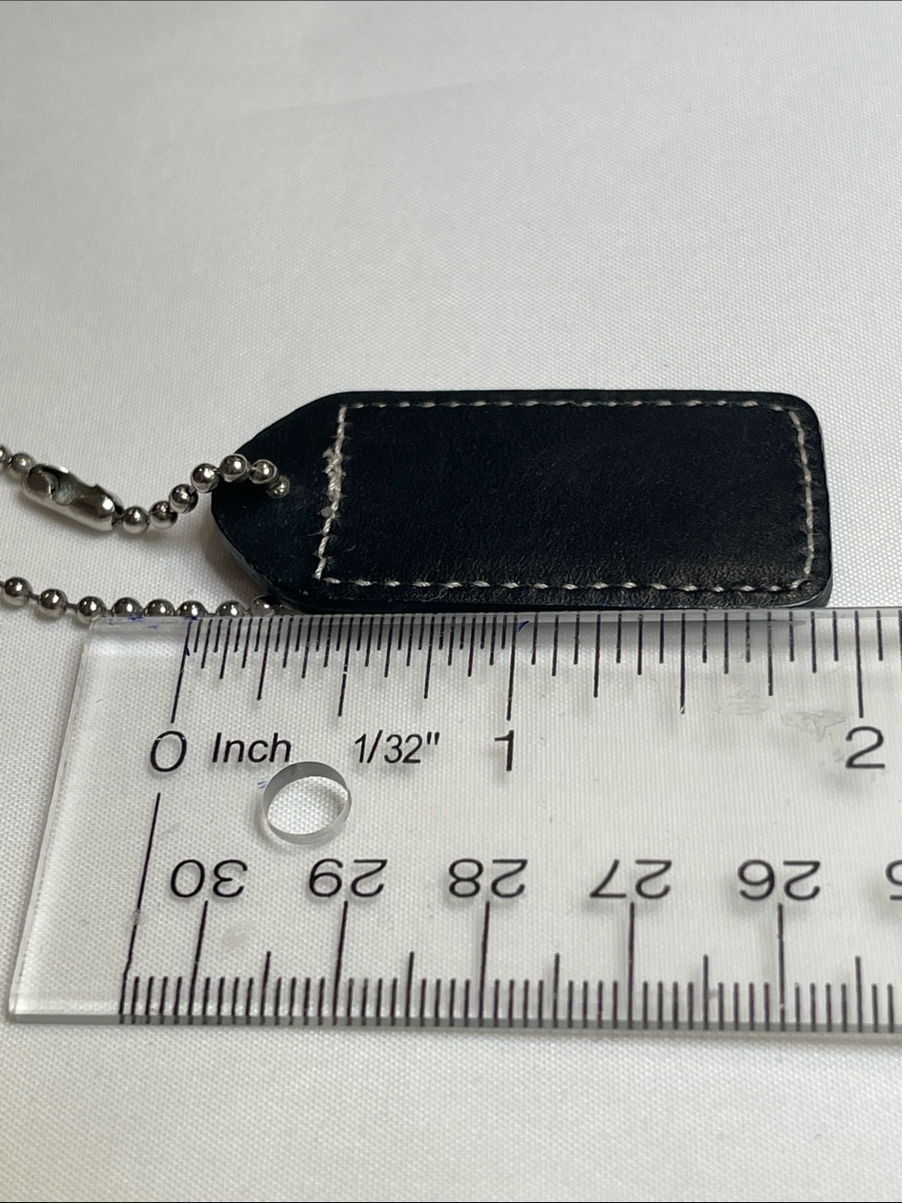 COACH Black Leather Hang Tag with Ball Chain - Picture 2 of 2